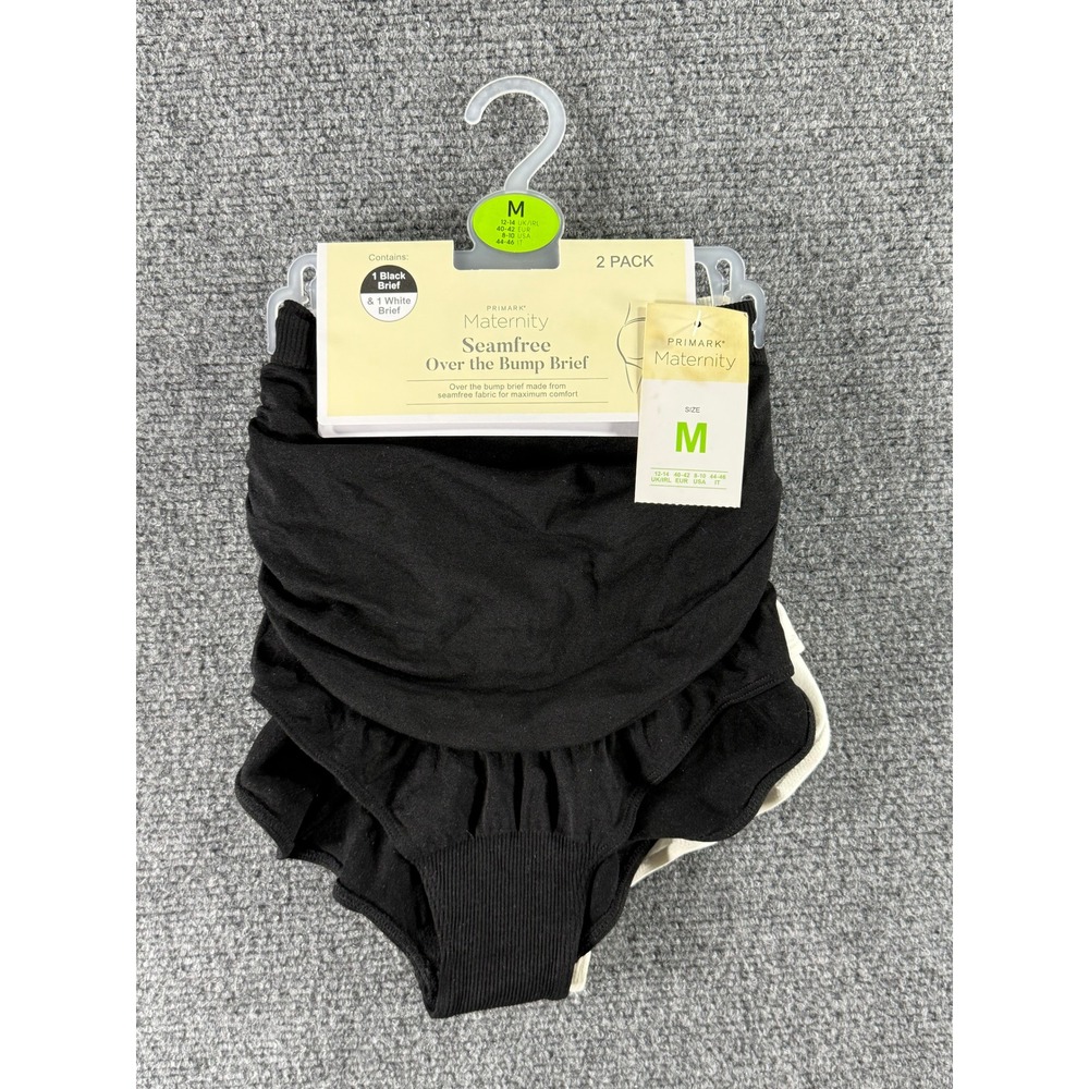 Primark Maternity Seamfree Over the Bump Brief 2 Pack Black White Size M 8-10 US